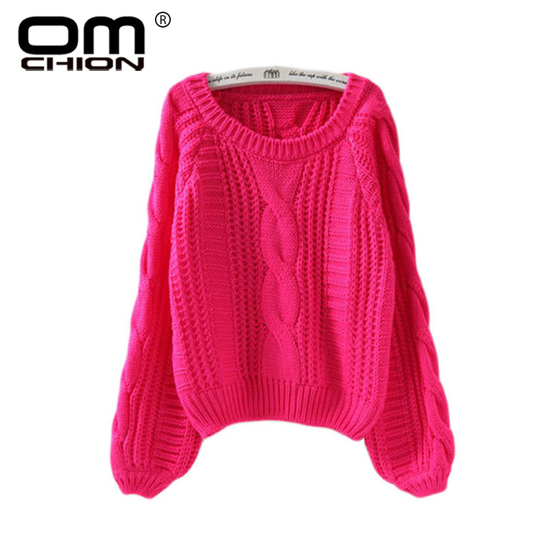 OMCHION Pull Femme 2019 Autumn Winter Twist Soft Women Sweaters And Pullovers Lantern Sleeve Short Sweater Loose Jumper T200319