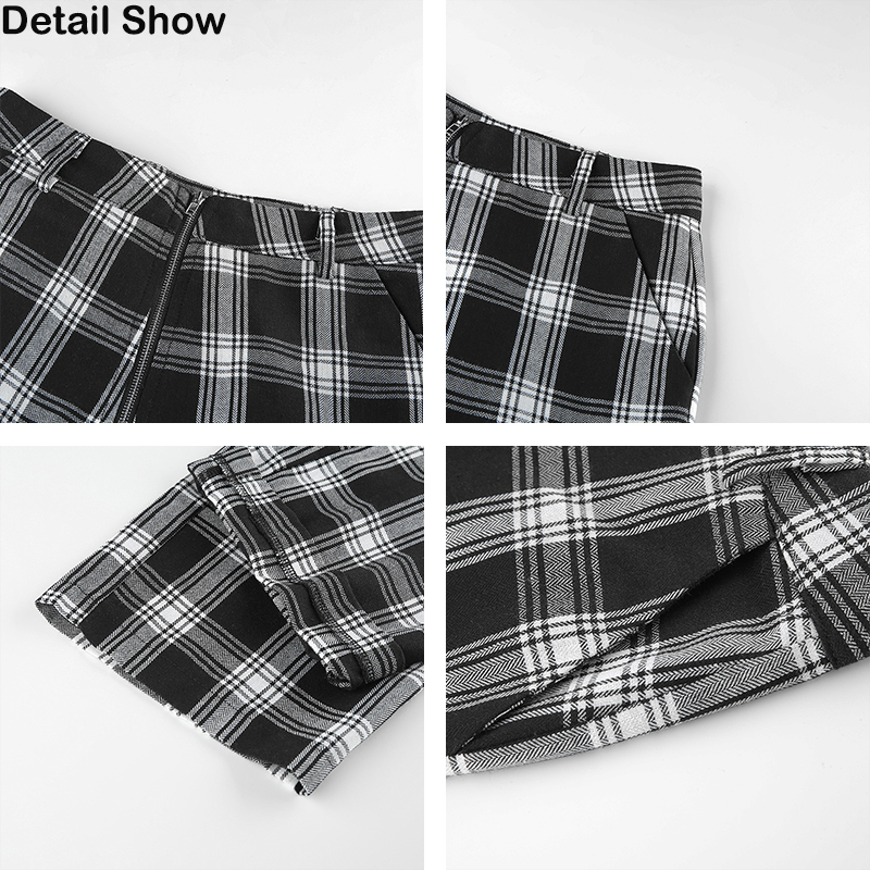 Rapwriter Casual Plaid High Waist Pant Fashion Loose Straight Trousers Checkered Harajuku Baggy Sweatpants Pantalon 201109