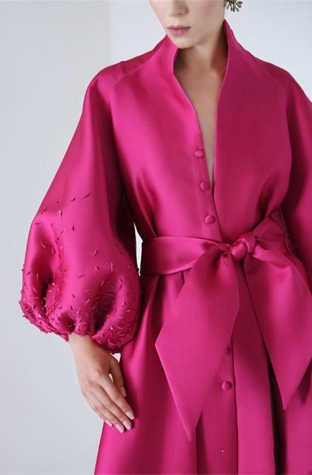 Classic Evening Dresses Long Sleeve Beads High Neck Custom Made New Designed Prom Dress Robe de mariée