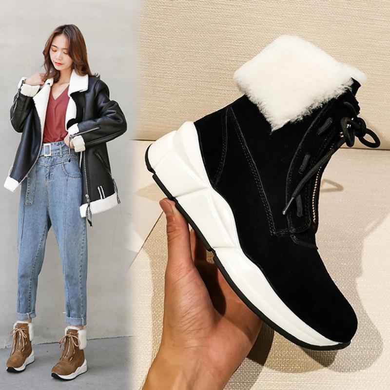 2020 winter cow suede wool blend snow boots round toe platform plush warm mid-calf women boots solid zipper plush women's shoes, Black
2020 winter cow suede wool blend snow boots round toe platform plush warm mid-calf women boots solid zipper plush women's shoes, Black