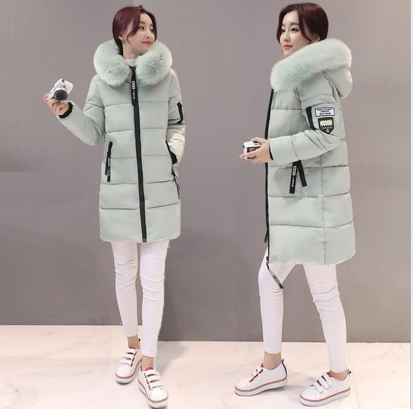 Winter Jacket Women Korean Parka Long Coat Down Cotton Padded Parkas Mujer 2020 Ladies Winter Jackets Large Fur Collar KJ2458 T200811