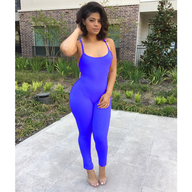 Jumpsuits for Women Lowcut Backless Sexy Tight Jumpsuit Sleeveless Elegant Long Elegant Jumpsuit Woman Summer Playsuit T200509