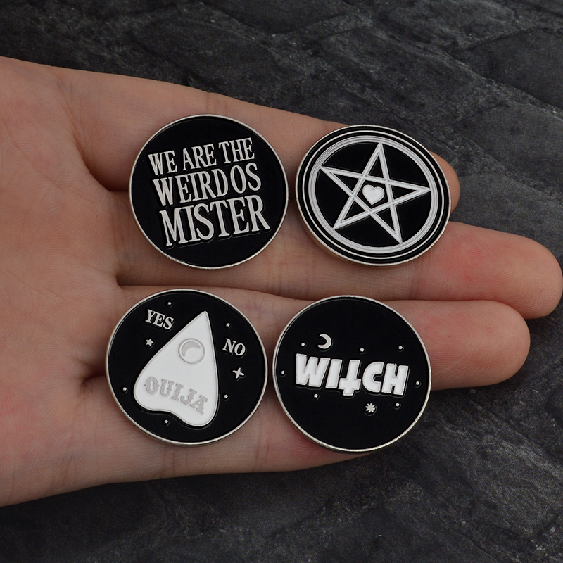 WITCH Enamel Pins Star Moon OUIJA YES or NO weirdos mister Custom Dark Brooche Denim Shirt Buckle Badges Gift Friend