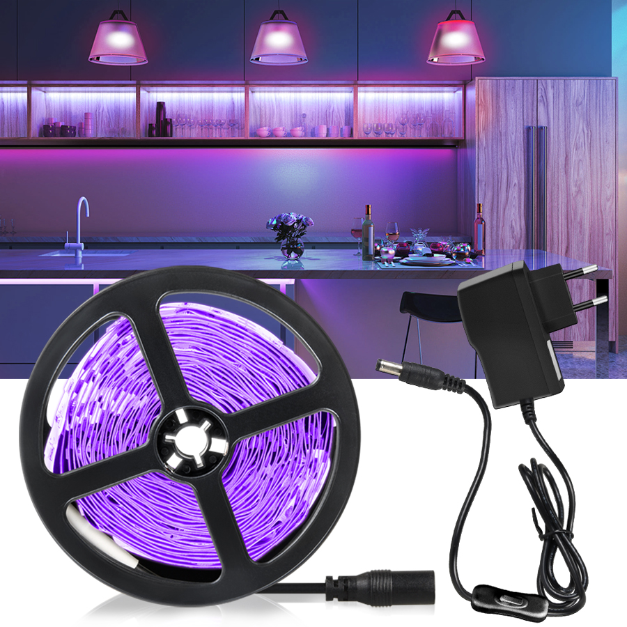 LED LED Strips Light Strip Flexible LED Strips Lights Ultraviolet UV Lamp 385-400nm Black Ligth 2835 SMD DC12V LEDRibbon For Glow Party S247102 s Ribb