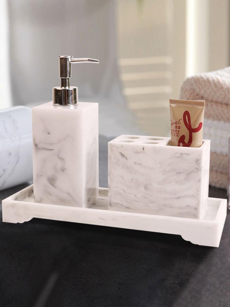 White Marble Texture Resin Bathroom Accessories Set Dispenser Toothbrush Holder Soap Dish With Storage Tray Bathroom Supplies Ki
White Marble Texture Resin Bathroom Accessories Set Dispenser Toothbrush Holder Soap Dish With Storage Tray Bathroom Supplies Ki