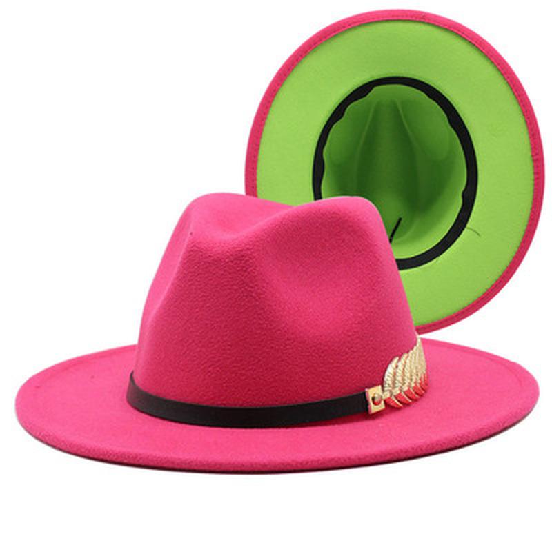 women hats fedora felted patchwork two different colors inside felted hats autumn winter band belt luxury designed winter
women hats fedora felted patchwork two different colors inside felted hats autumn winter band belt luxury designed winter