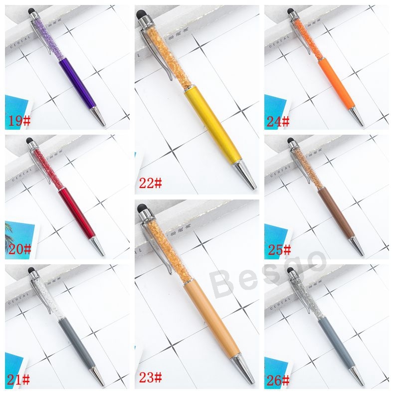 Fine Crystal Ballpoint Pen 1mm Fashion Creative Stylus Touch Pen Writing Stationery Office School Ballpen Black Ballpoint Pens