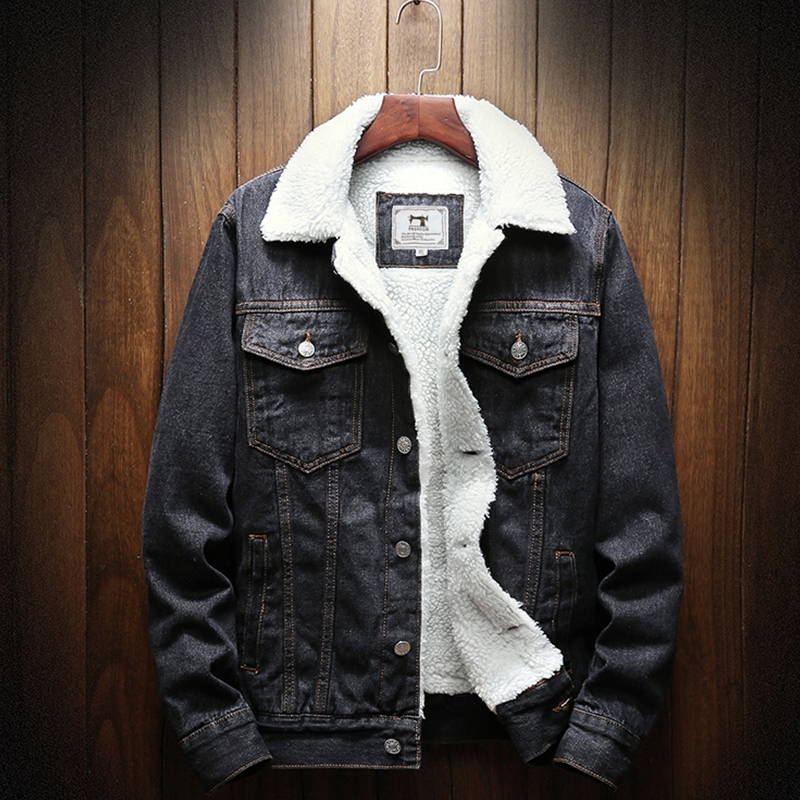 Men Light Blue Winter Jean Jackets Outerwear Warm Denim Coats New Men Large Size Wool Liner Thicker Winter Denim Jackets 201118