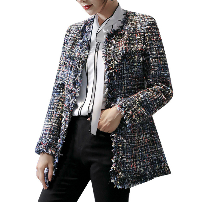 Black Women's Jacket Tweed Holiday Spring/Autumn/Winter Jacketr T Business Classic Ladies One Piece Jacket Coat 201029