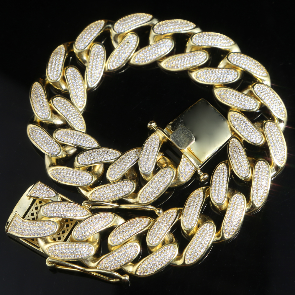 30mm big heavy women chunky choker necklace micro pave 5A cz cuban link chain iced out bling hip hop women cuban fashion jewelry