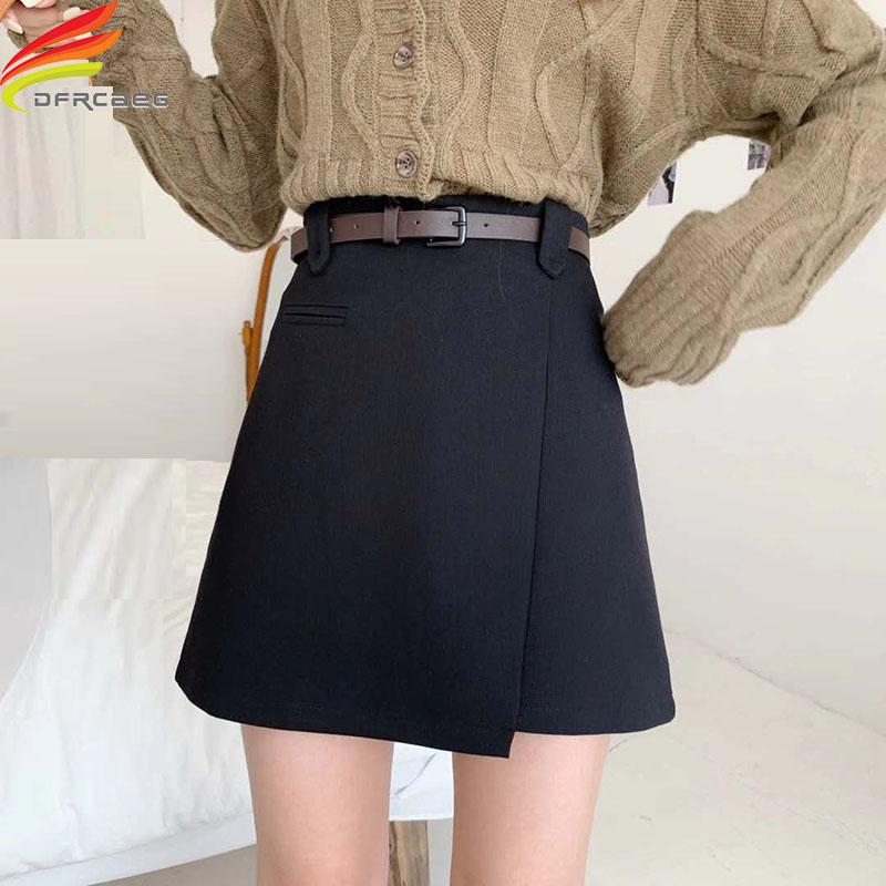 New 2020 Autumn Winter Women Mini Skirt Streetwear A Line Solid Color Cotton Skort With Belt High Waist Irregular Skirts Womens, Black
New 2020 Autumn Winter Women Mini Skirt Streetwear A Line Solid Color Cotton Skort With Belt High Waist Irregular Skirts Womens, Black