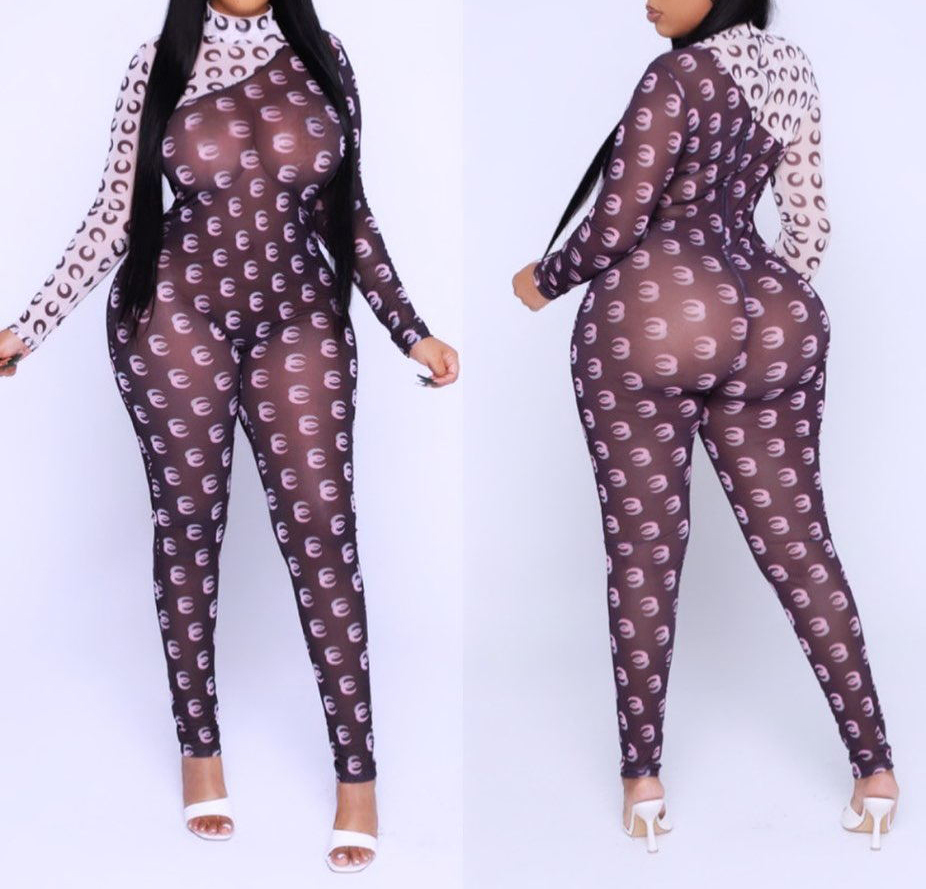 Women's fashion moon print home wear long sleeve trousers pajamas Jumpsuit 201007