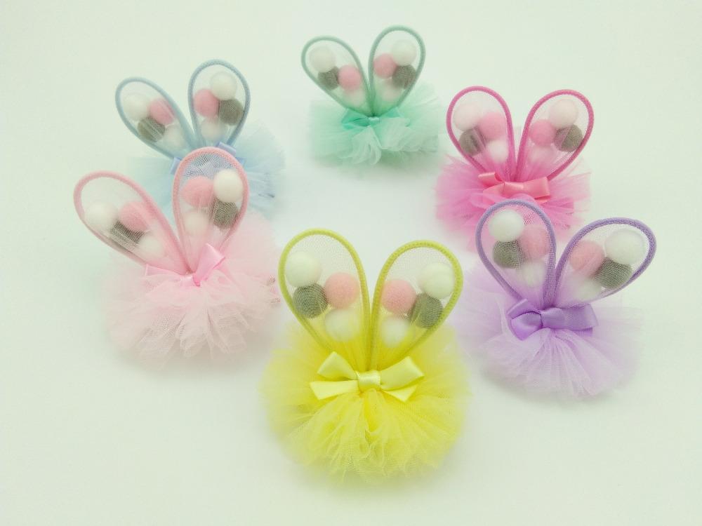 Boutique 12pcs Fashion Cute Pom Pom Ears Hairpins Solid Kawaii Lace Flower Bow Animal Ears Hair Clips Princess Headwear, Multi