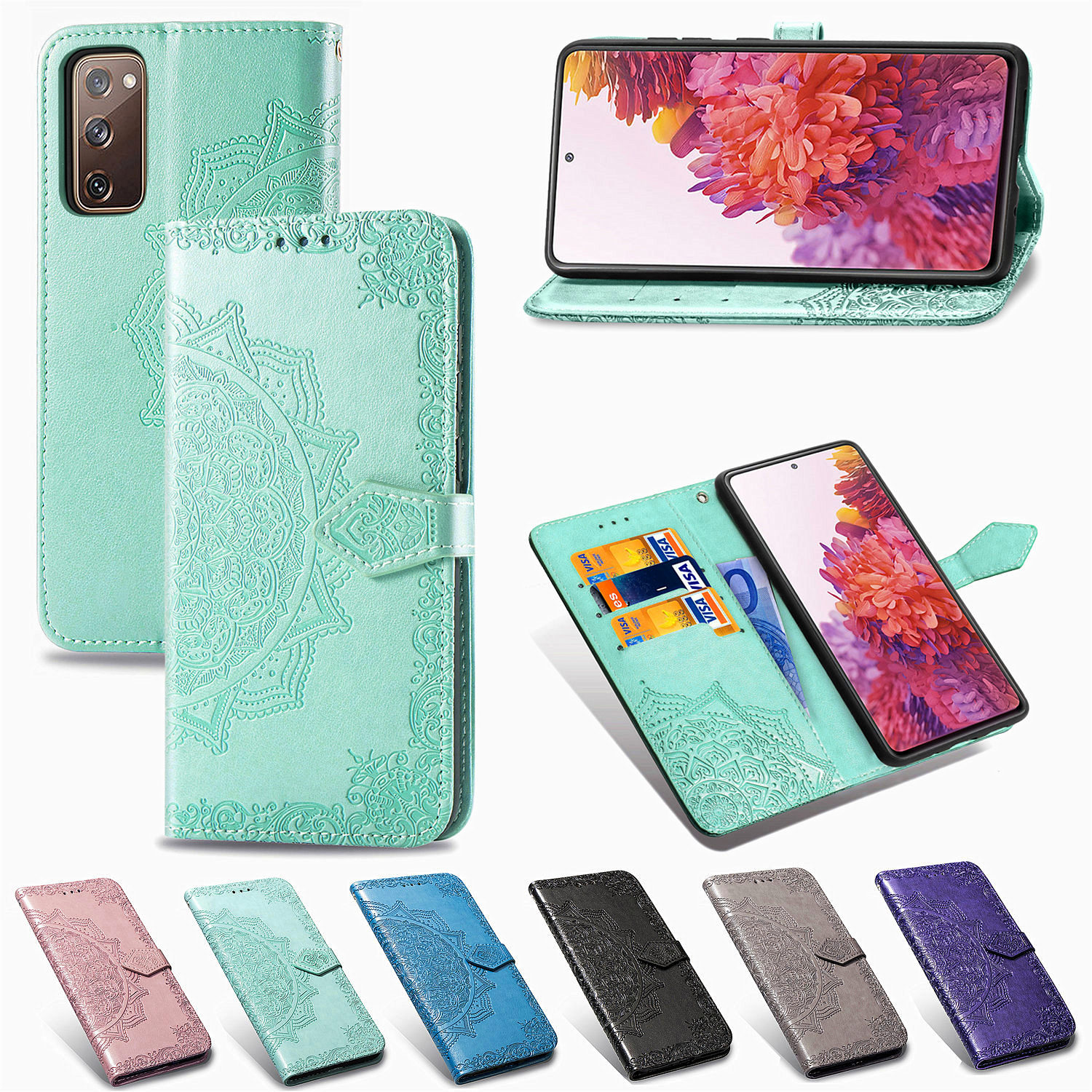 Phone Cases for Samsung S20 FE PU Leather Flowers with Wallet Card Cash Slot Magnetic Buckle(Model:S20FE), Black
Phone Cases for Samsung S20 FE PU Leather Flowers with Wallet Card Cash Slot Magnetic Buckle(Model:S20FE), Black