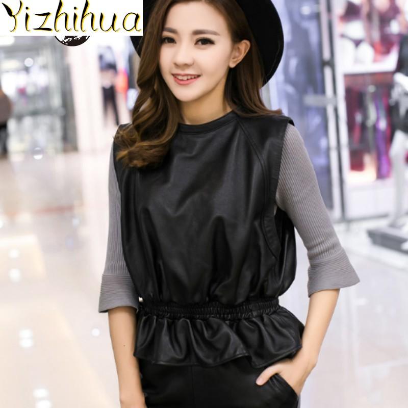 Women 100% Real Brand Leather Vest Spring Autumn Fashion Sheepskin Short Waistcoat Street Slim Office Lady Sleeveless Jacket, Black
Women 100% Real Brand Leather Vest Spring Autumn Fashion Sheepskin Short Waistcoat Street Slim Office Lady Sleeveless Jacket, Black
