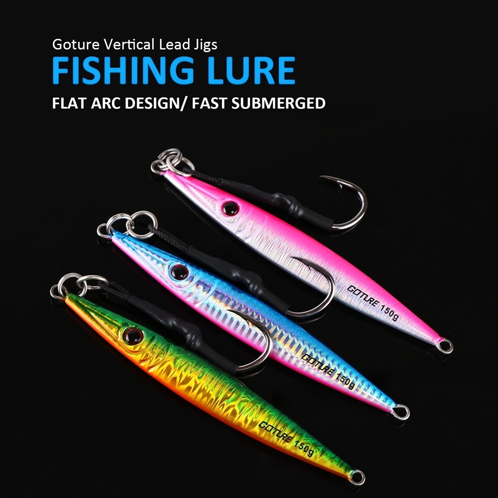 Goture 3pcs/lot Sea Fishing Lure Metal Spoon Lead Fish 80g 100g 150g 200g 300g Vertical Jigging For Big Game Fishing Y200827