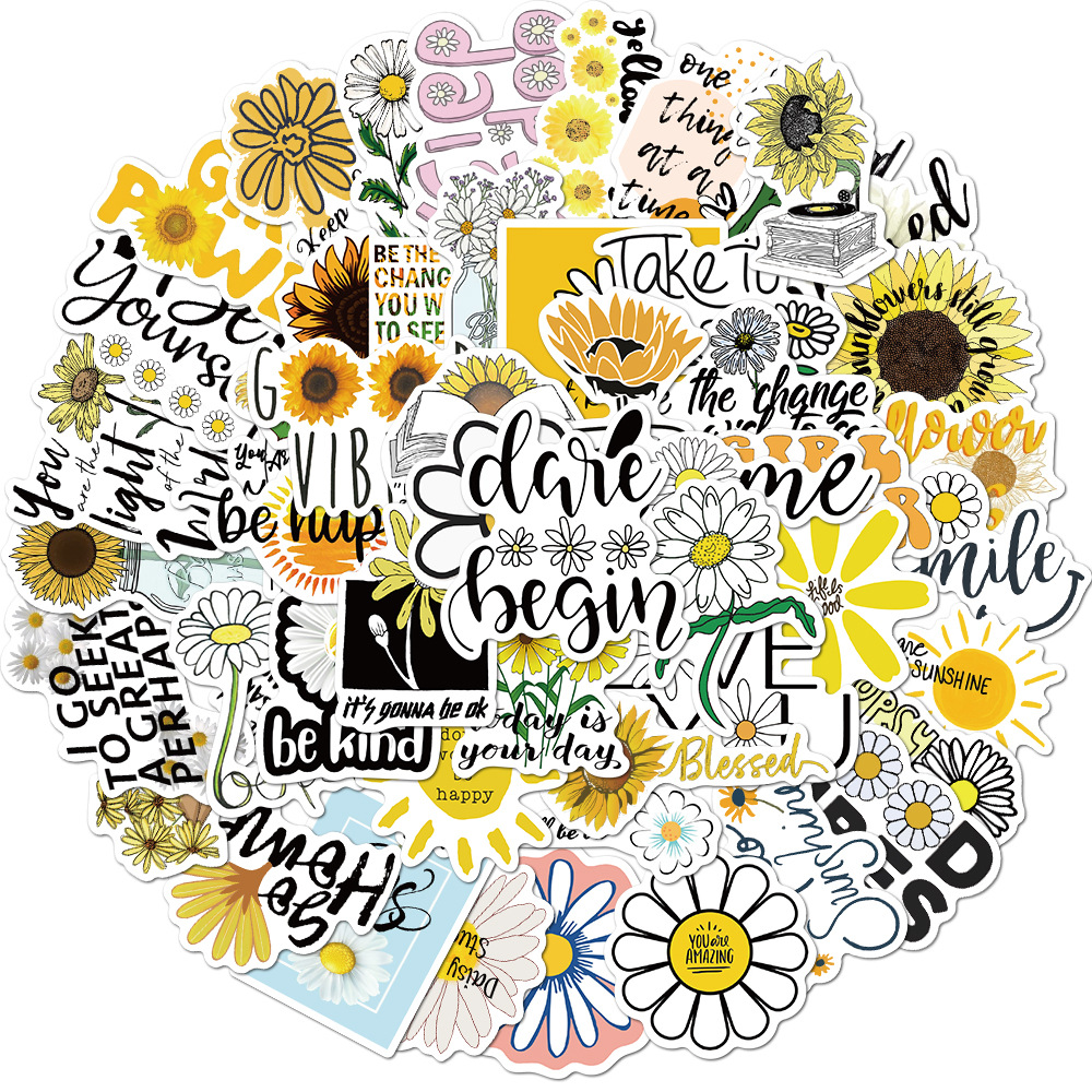 50Pcs/Lot Wholesale Cute Daisy Motivational slogan Stickers Waterproof No-duplicate Sticker Laptop Skateboard Motor Car Water Bottle Decal, Multi-color
50Pcs/Lot Wholesale Cute Daisy Motivational slogan Stickers Waterproof No-duplicate Sticker Laptop Skateboard Motor Car Water Bottle Decal, Multi-color