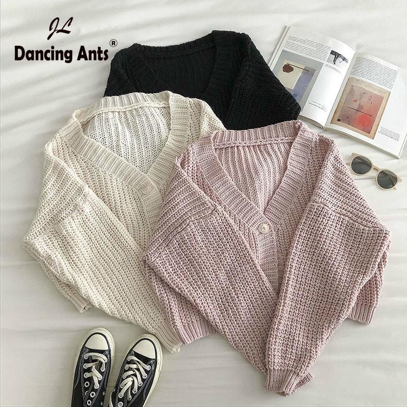 Women Knitting Sweater Long Sleeves V-Neck Female Single-Button Korean Loose Cardigans Autumn Or Winter Vintage Sweaters, Black
Women Knitting Sweater Long Sleeves V-Neck Female Single-Button Korean Loose Cardigans Autumn Or Winter Vintage Sweaters, Black