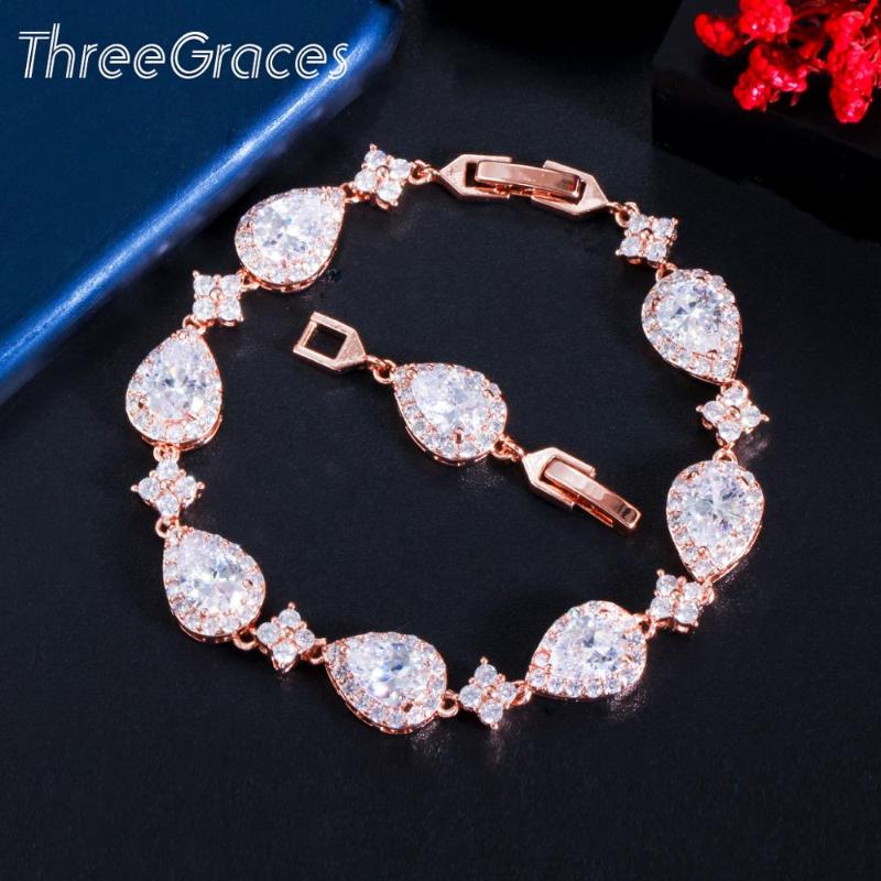 ThreeGraces Elegant Cubic Zirconia Paved 585 Rose Gold Big Water Drop Wedding Tennis Bracelet for Women Party Jewelry Gift BR145
ThreeGraces Elegant Cubic Zirconia Paved 585 Rose Gold Big Water Drop Wedding Tennis Bracelet for Women Party Jewelry Gift BR145