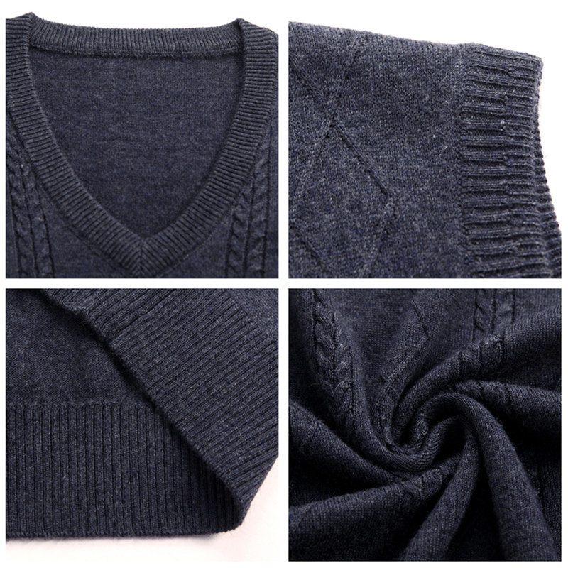 COODRONY Sweater Men V-Neck Sleeveless Vest Pull Homme Knitted Cashmere Wool Mens Sweaters Autumn Winter pullover men 91018 201224
