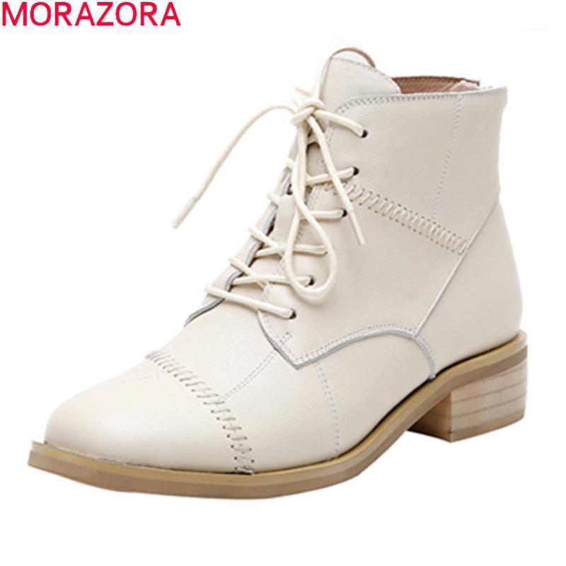 MORAZORA 2020 autumn winter fashion lace up ankle boots low heel round toe genuine leather high quality women boots1, Black with fur
MORAZORA 2020 autumn winter fashion lace up ankle boots low heel round toe genuine leather high quality women boots1, Black with fur
