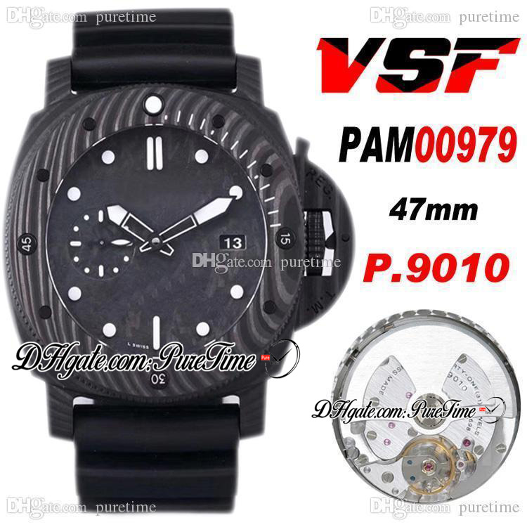 VSF 47mm VS979 P.9010 P9010 Automatic Mens Watch Carbon Fiber Case Black Dial White Markers VS00979 Black Rubber Super Edition PTPM Puretime
VSF 47mm VS979 P.9010 P9010 Automatic Mens Watch Carbon Fiber Case Black Dial White Markers VS00979 Black Rubber Super Edition PTPM Puretime