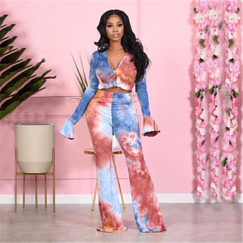 Ladies Tie Dye Sport Suits Fashion Long Sleeve V Neck Short Tops Elastic Waist Trousers Tracksuits Designer Female New Casual Two Piece Sets
Ladies Tie Dye Sport Suits Fashion Long Sleeve V Neck Short Tops Elastic Waist Trousers Tracksuits Designer Female New Casual Two Piece Sets