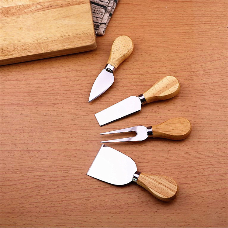 Useful Cheese Tools Set Oak Handle Knife Fork Shovel Kit Graters For Cutting Baking Board Sets Butter Pizza Slicer Cutter WLL763