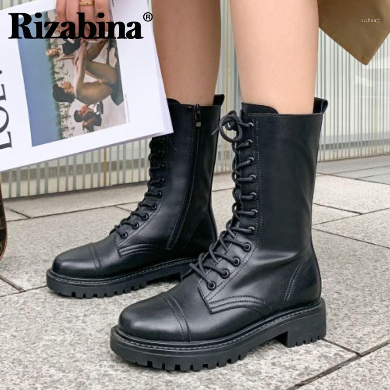 RIZABINA Real Leather Women Mid Calf Boots Round Toe Flats Cross Strap Zipper Shoes Winter Warm Boots Party Footwear Size 35-391, Black
RIZABINA Real Leather Women Mid Calf Boots Round Toe Flats Cross Strap Zipper Shoes Winter Warm Boots Party Footwear Size 35-391, Black