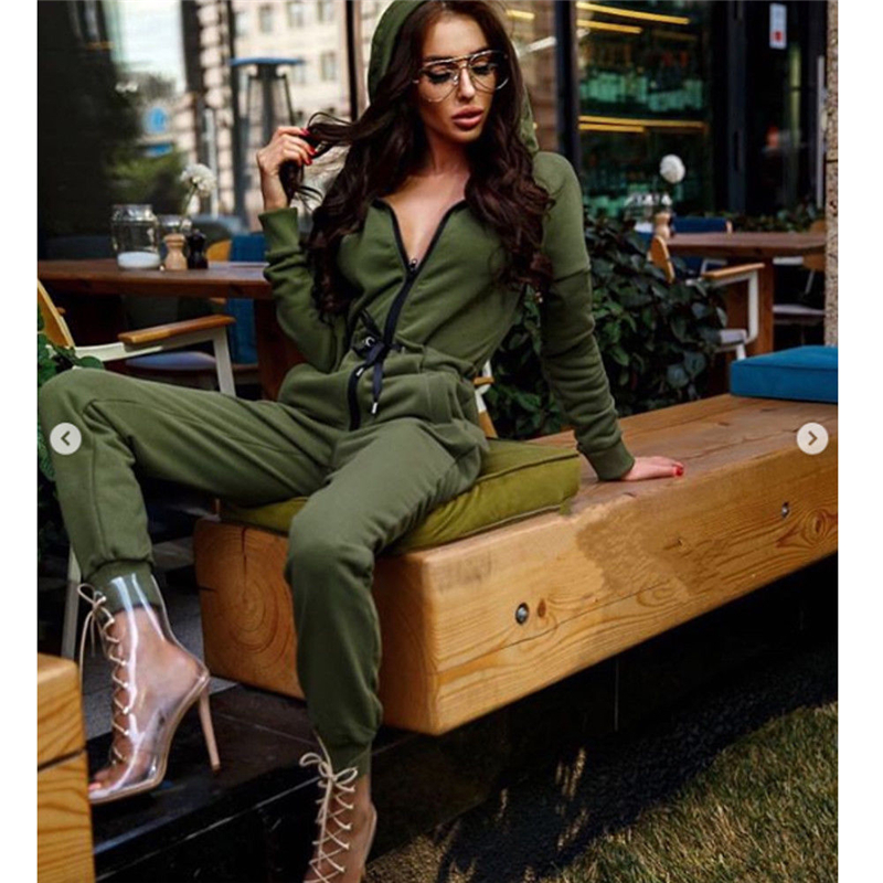 New Fashion Women Sexy Jumpsuit Long Sleeve High Waist Jumpsuit Hoodies Street Wear Drawrsing Jumpsiut Romper Long Trousers T200303