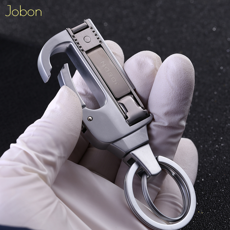 Jobon Men Key Chain Knife Multifunction Folding Clipper Car Chains Tool Metal Rings Holder High Quality Fathers Day Gift 220221