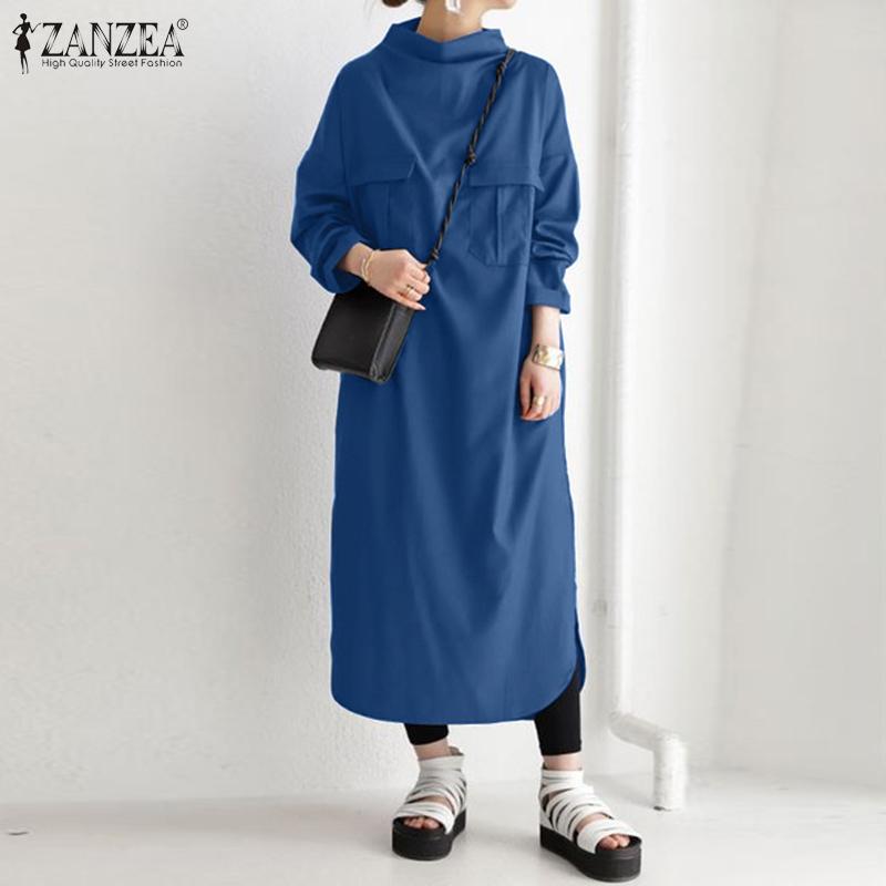 ZANZEA Women Turtleneck Casual Solid Dress Elegant Autumn Long Sleeve Loose Long Vestidos Back Zipper Pockets Sundress Kaftan, Black
ZANZEA Women Turtleneck Casual Solid Dress Elegant Autumn Long Sleeve Loose Long Vestidos Back Zipper Pockets Sundress Kaftan, Black