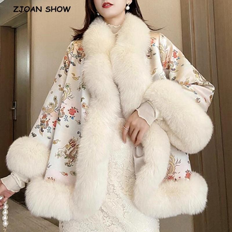 HIGH QUALITY Winter Chinese Style Embroidery Flower Silk Spliced Faux Fur Coat Long sleeve Women Jacket Mid Long Outerwear, Champagne
HIGH QUALITY Winter Chinese Style Embroidery Flower Silk Spliced Faux Fur Coat Long sleeve Women Jacket Mid Long Outerwear, Champagne