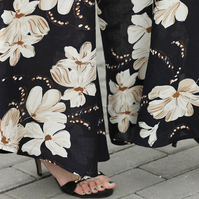 2019 summer runway casual harem flare high waist loose floral Wide leg pants women clothing print Vintage trousers plus size T200319