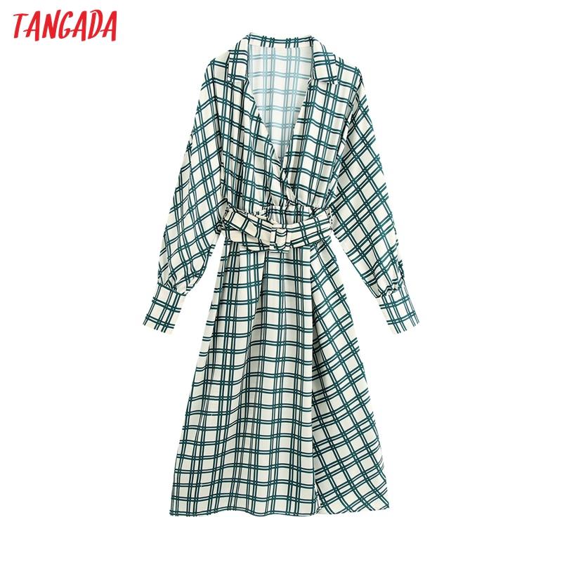Tangada fashion women plaid print shirt dress with belt 2020 new arrival Long Sleeve Ladies elegant midi Dress Vestidos BE130, Green
Tangada fashion women plaid print shirt dress with belt 2020 new arrival Long Sleeve Ladies elegant midi Dress Vestidos BE130, Green