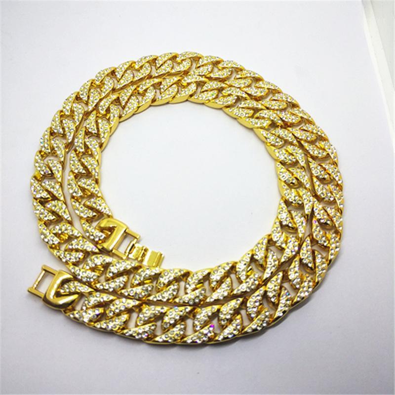 Chains 15mm 42cm 50cm 60cm 75cm Iced Out Bling Rhinestone Golden Finish Miami Cuban Link Chain Necklace Men's Hip Hop Jewelry1
Chains 15mm 42cm 50cm 60cm 75cm Iced Out Bling Rhinestone Golden Finish Miami Cuban Link Chain Necklace Men's Hip Hop Jewelry1