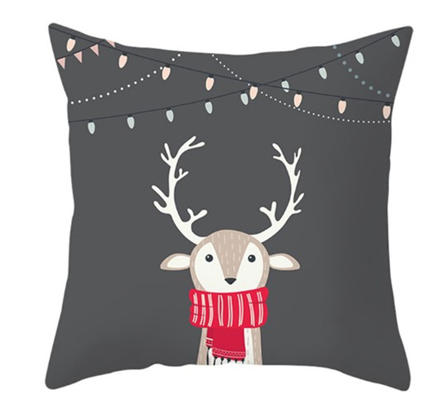 Cute Animal Pattern Cushion Cover Cartoon Christmas Style Pillow Cover for Home Sofa Car Decorative Throw Pillowcase