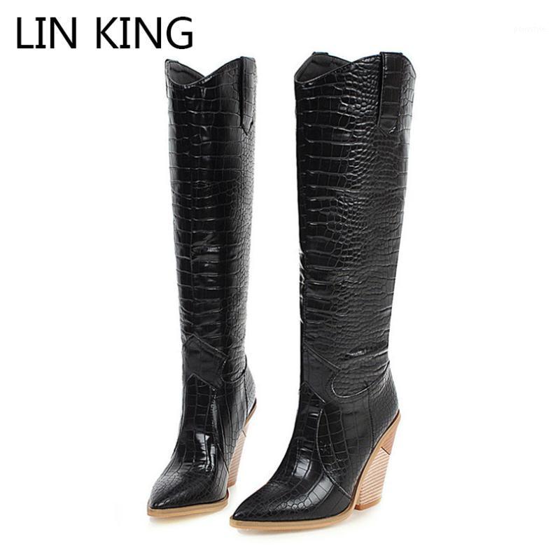 LIN KING Women Knee High Long Boots Solid Slip On Pointed Toe High Heel Motorcycle Boots Crocodile Grain Knight Botas Big Size1, Single style black
LIN KING Women Knee High Long Boots Solid Slip On Pointed Toe High Heel Motorcycle Boots Crocodile Grain Knight Botas Big Size1, Single style black