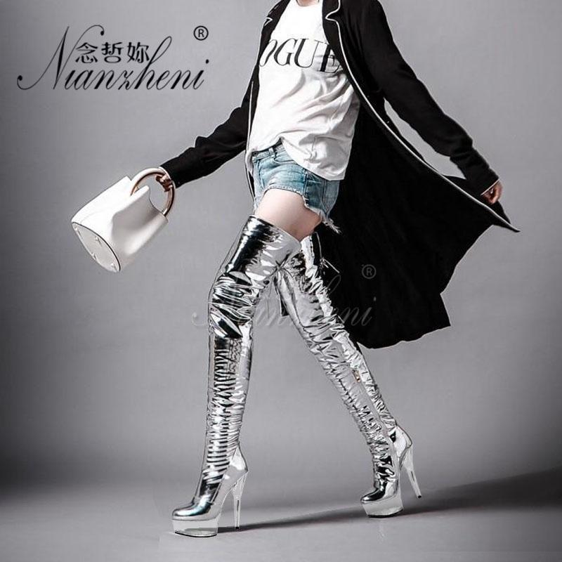 15cm Super Stiletto heels Silver Crystal Platform Small Size Over the knee Boots Clubbing Stripper 6 inches Fashion Mature, Gold 13cm
15cm Super Stiletto heels Silver Crystal Platform Small Size Over the knee Boots Clubbing Stripper 6 inches Fashion Mature, Gold 13cm