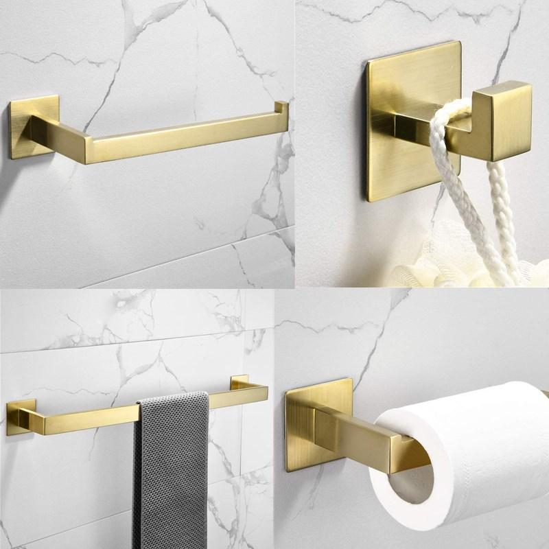Brushed Gold Finished Bathroom accessories set Adhesive Clothes Hook Without Drilling, Stainless Steel for Bathroom Kitchen
Brushed Gold Finished Bathroom accessories set Adhesive Clothes Hook Without Drilling, Stainless Steel for Bathroom Kitchen