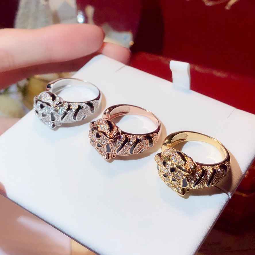 panthere series ring sterling silver 18 K gilded luxury brand official reproductions classic style Top quality rings brands design exquisite gift birt