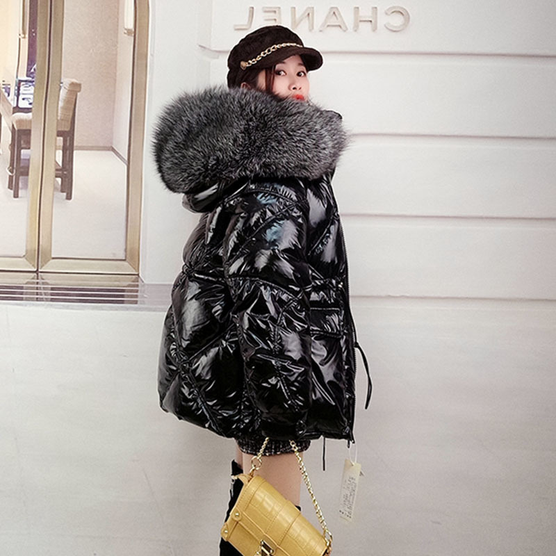 new genuine 90 white duck down plus size natural silver fur collar down jacket short waist waist ladies warm winter jac 201019