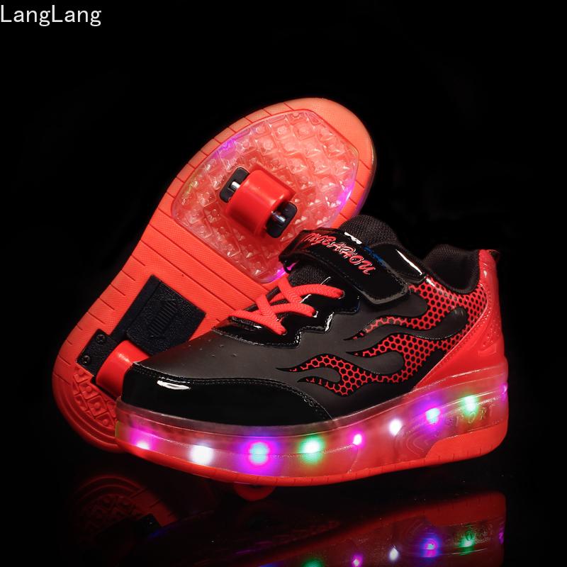 LED Light heelies Sneakers Double TWO Wheel Boy Girl Roller Skate Casual Roller Girl Zapatillas Zapatos Con Ruedas Black Red, As picture
LED Light heelies Sneakers Double TWO Wheel Boy Girl Roller Skate Casual Roller Girl Zapatillas Zapatos Con Ruedas Black Red, As picture