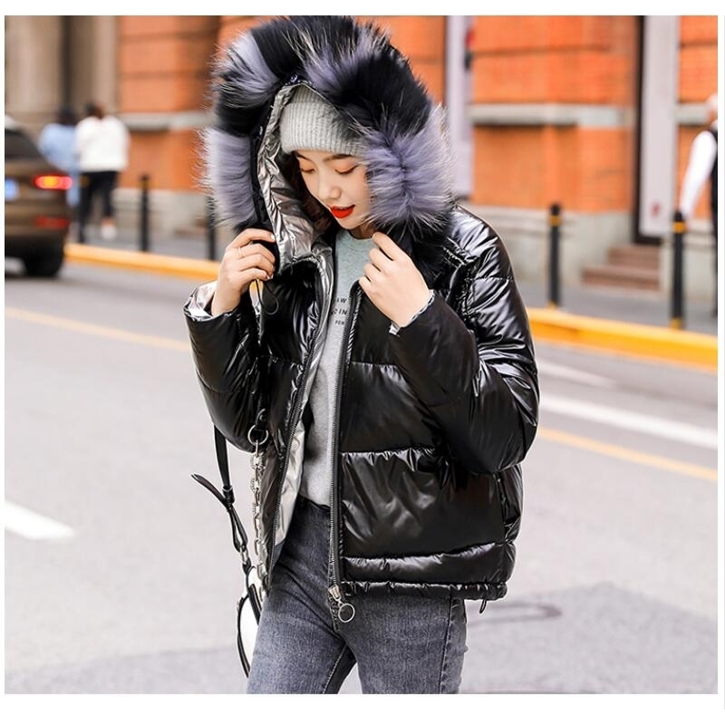 Autumn Faux Fur Hooded Thick Coat Pink Women Cropped Jacket Woman Coats Winter 201127
