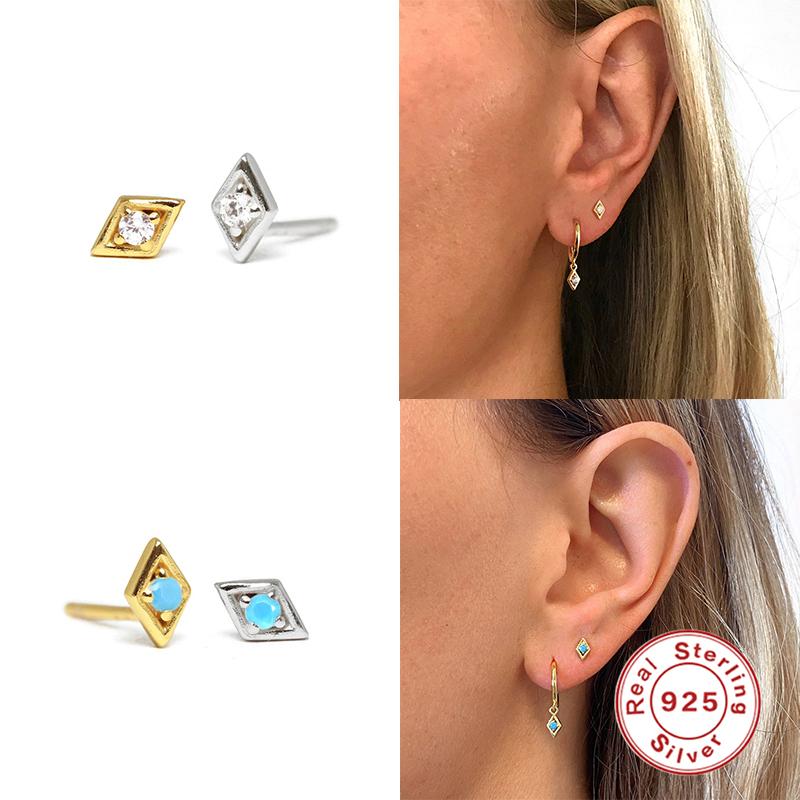 Stud BOAKO 925 Sterling Silver Rhombus Crystal Earrings For Women Girls Small Geometric Turquoise Ear Party Jewelry Gifts
Stud BOAKO 925 Sterling Silver Rhombus Crystal Earrings For Women Girls Small Geometric Turquoise Ear Party Jewelry Gifts