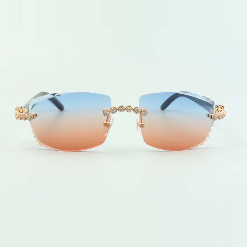 Bouquet Diamond buffs Sunglasses 3524015 with Natural black buffalo horn glasses and cut Lens 3.0 Thickness