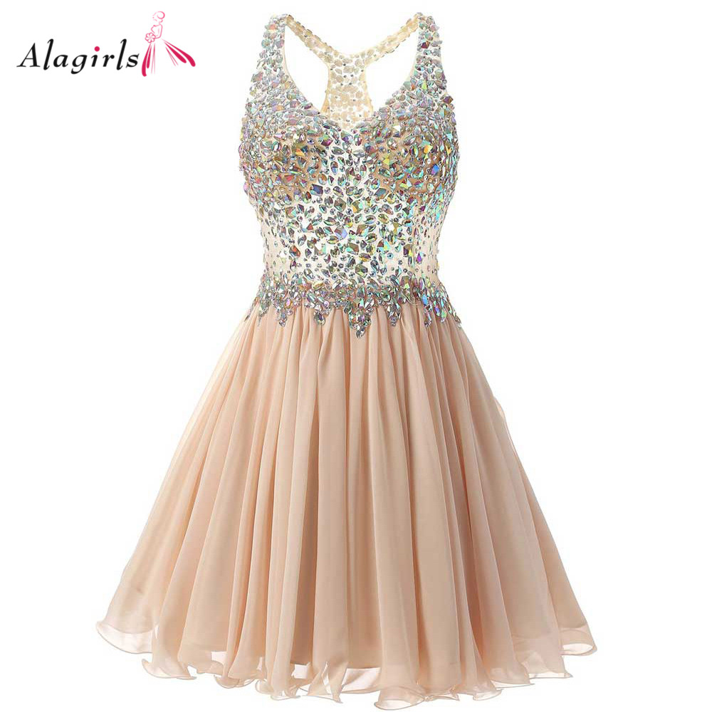 Short Champagne Homecoming Dress 2020 Mini Crystal Illusion Bodice V Straps Short Gown Girl Party Prom Graduation Dress
Short Champagne Homecoming Dress 2020 Mini Crystal Illusion Bodice V Straps Short Gown Girl Party Prom Graduation Dress