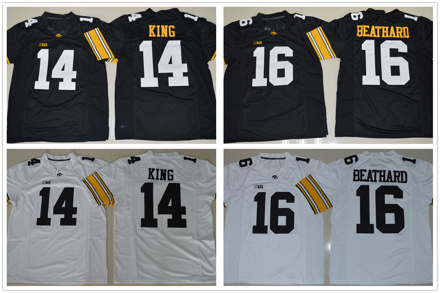 CUSTOM Iowa Hawkeyes 14 Desmond King 16 C.J Beathard football college stitched Jersey University of uniform white black, Black with 150th patch
CUSTOM Iowa Hawkeyes 14 Desmond King 16 C.J Beathard football college stitched Jersey University of uniform white black, Black with 150th patch