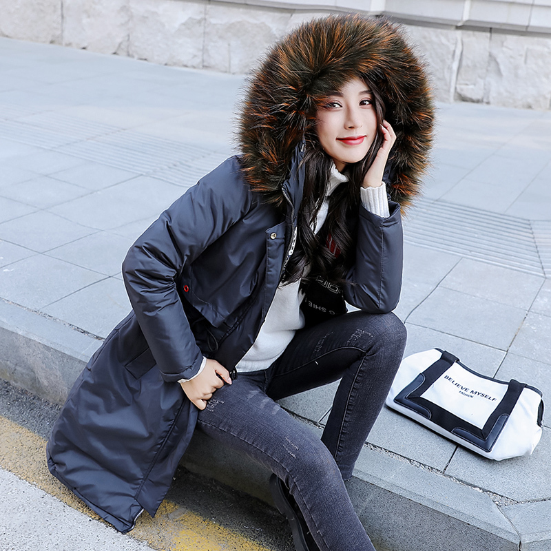 Fashion Hooded Big fur collar Padded long Parkas winter Down Cotton warm coat waterproof windbreaker jacket Wear on both sides 201217