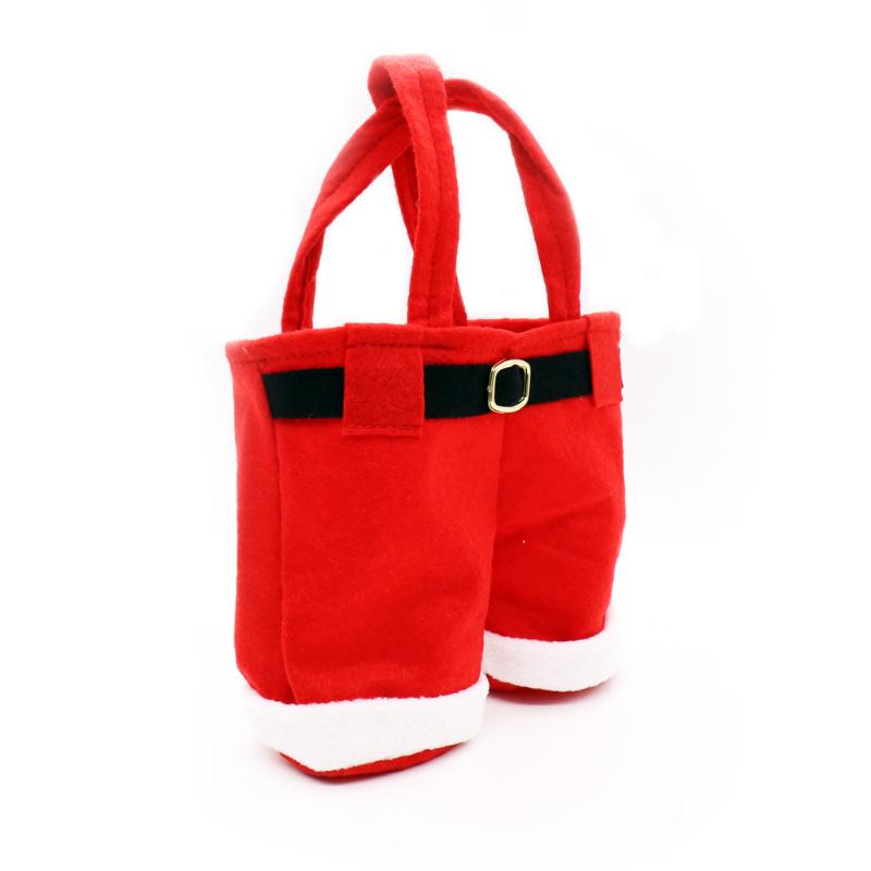 1pcs Christmas Wine Bottle Bag Candy Gift Bag Santa Claus Pants Trousers Handbag For Xmas New Year Festival Decoration